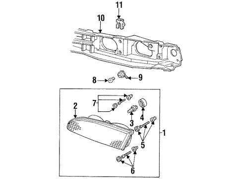 1997 Ford Thunderbird Headlamp Components Diagram
