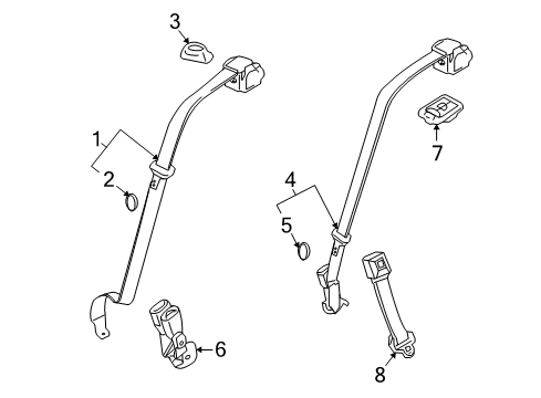 2013 Lincoln MKS Rear Seat Belts Diagram