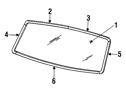 1986 Ford Bronco Glass - Windshield Diagram