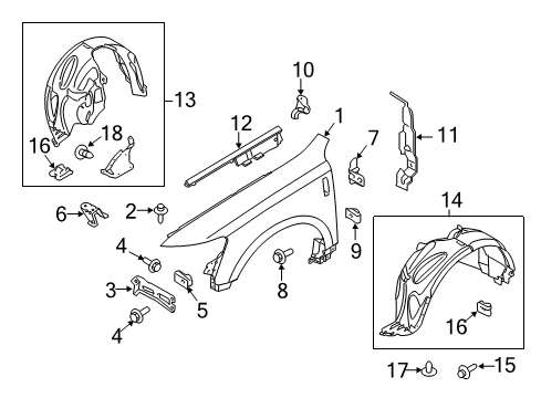 2016 Lincoln MKT Fender Liner, Passenger Side Diagram for GG1Z-16102-A