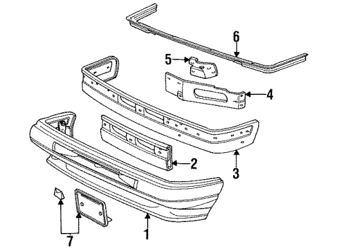 1994 Ford Explorer Bumper & Components - Front Diagram 2 - Thumbnail