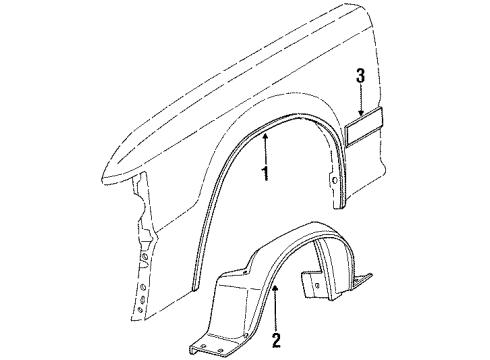 1989 Ford Escort Exterior Trim - Fender Diagram