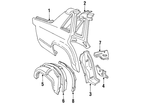 1985 Mercury Marquis Quarter Panel & Components Diagram 2 - Thumbnail
