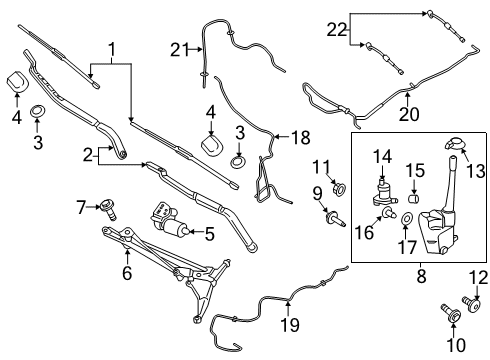 2020 Lincoln Nautilus Wiper Arm Cover Diagram for 8G1Z-17C526-A