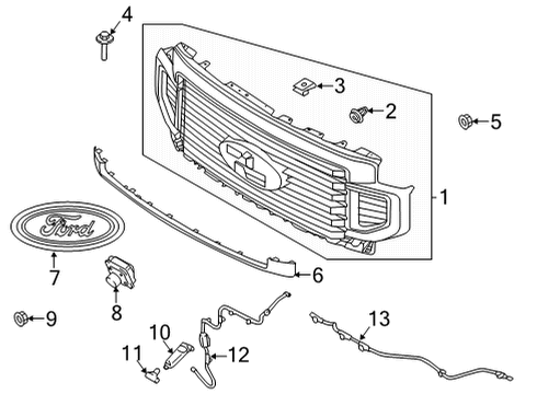 2021 Ford F-250 Super Duty Grille & Components Diagram 3 - Thumbnail