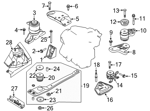 2004 Ford Escape Engine & Trans Mounting Diagram 2 - Thumbnail