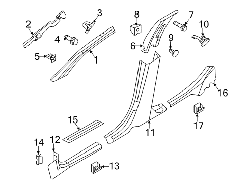 2010 Lincoln MKZ Interior Trim - Pillars Diagram
