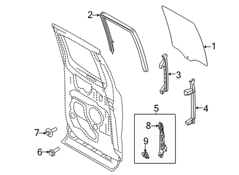 2022 Ford F-150 Glass - Door Diagram 4 - Thumbnail
