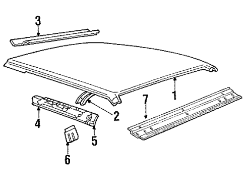 1988 Ford LTD Crown Victoria Roof & Components Diagram