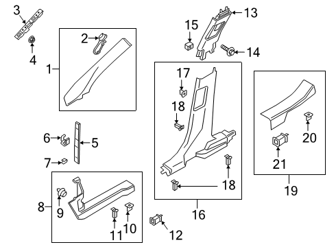 2024 Lincoln Corsair Interior Trim - Pillars Diagram