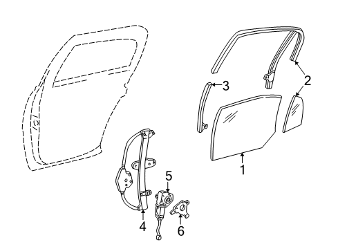 2003 Lincoln Town Car Glass - Door Diagram 2 - Thumbnail