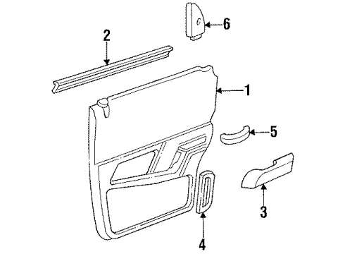1990 Mercury Topaz Interior Trim - Rear Door Diagram