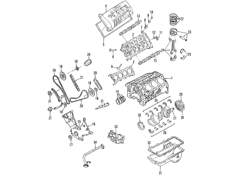 2004 Ford Mustang Valve Cover, Driver Side Diagram for 2R3Z-6582-AA