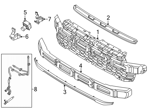 2025 Ford Ranger Grille & Components Diagram 2 - Thumbnail