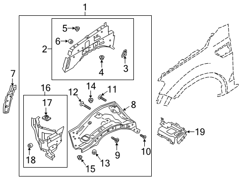 2020 Ford Ranger Lower Insulator Retainer Bracket Diagram for 2L1Z-78101C58-AA