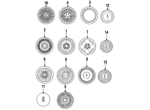 1991 Lincoln Continental Wheel Covers & Trim Diagram