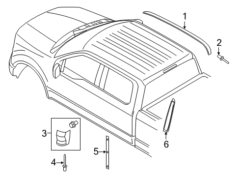 2022 Ford F-350 Super Duty Exterior Trim - Cab Diagram 3 - Thumbnail