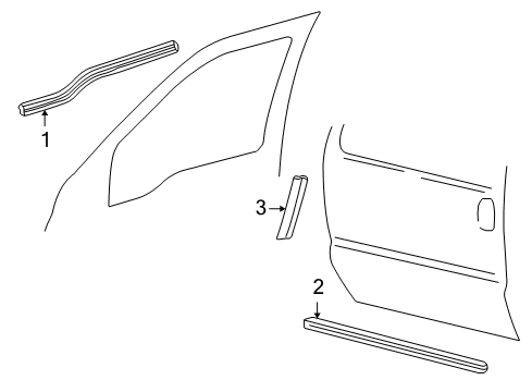 2001 Ford Excursion Belt Weatherstrip, Front Outer Passenger Side Diagram for F81Z-2521452-AA
