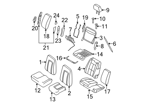2008 Ford Expedition Seat Back Frame, Front Driver Side Diagram for FL1Z-7861019-A