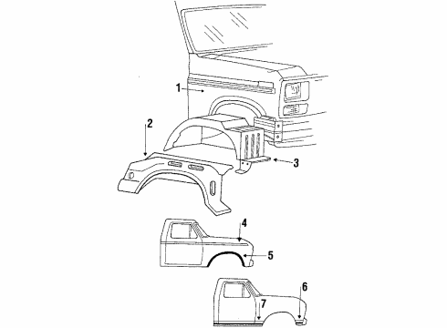1985 Ford Ranger Exterior Trim - Fender Diagram
