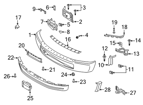 2021 Ford F-350 Super Duty Bumper & Components - Front Diagram 3 - Thumbnail