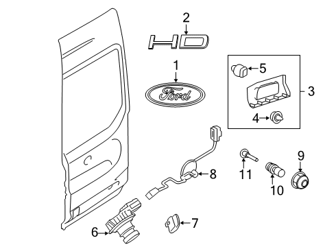 2019 Ford Transit-150 Exterior Trim - Back Door  Diagram 2 - Thumbnail